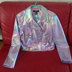 Forever 21 faux leather rainbow jacket